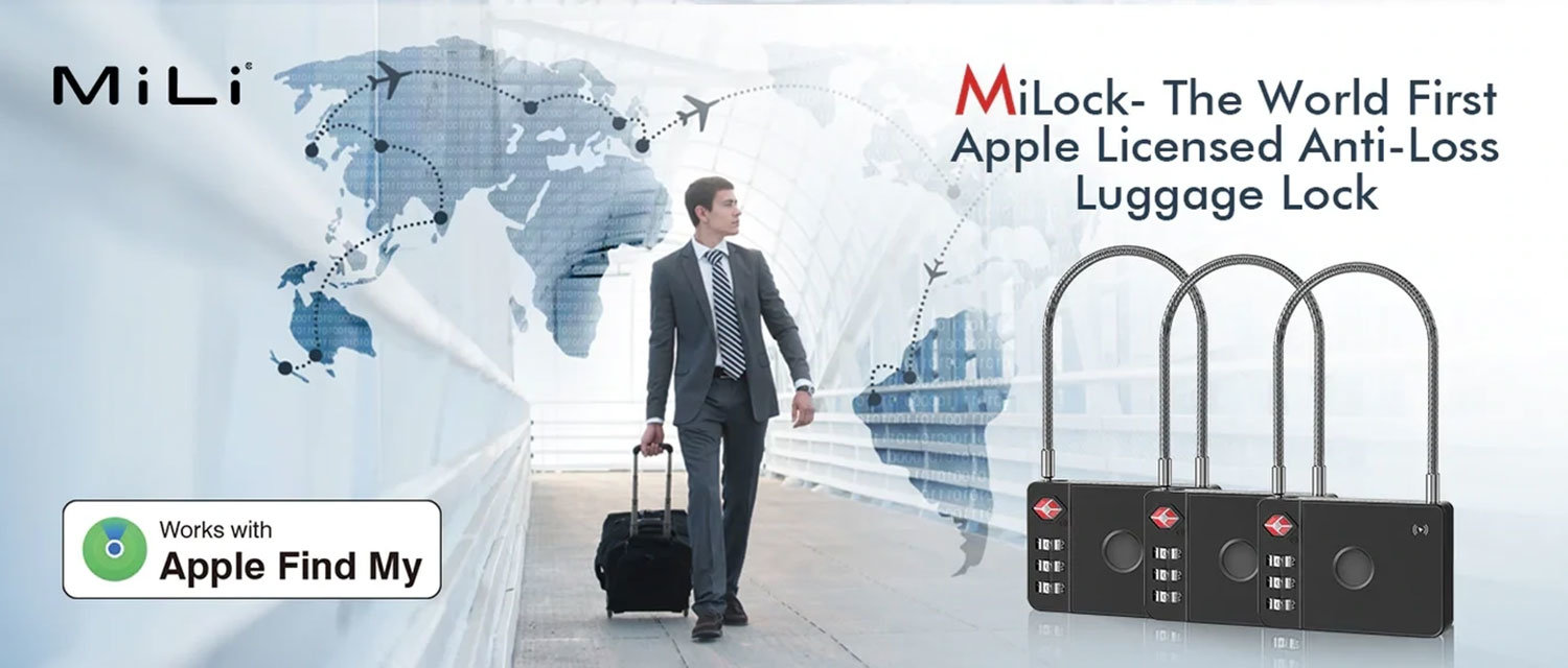 MiLock - World First TSA Approved Luggage Tracker Works with Apple Fin