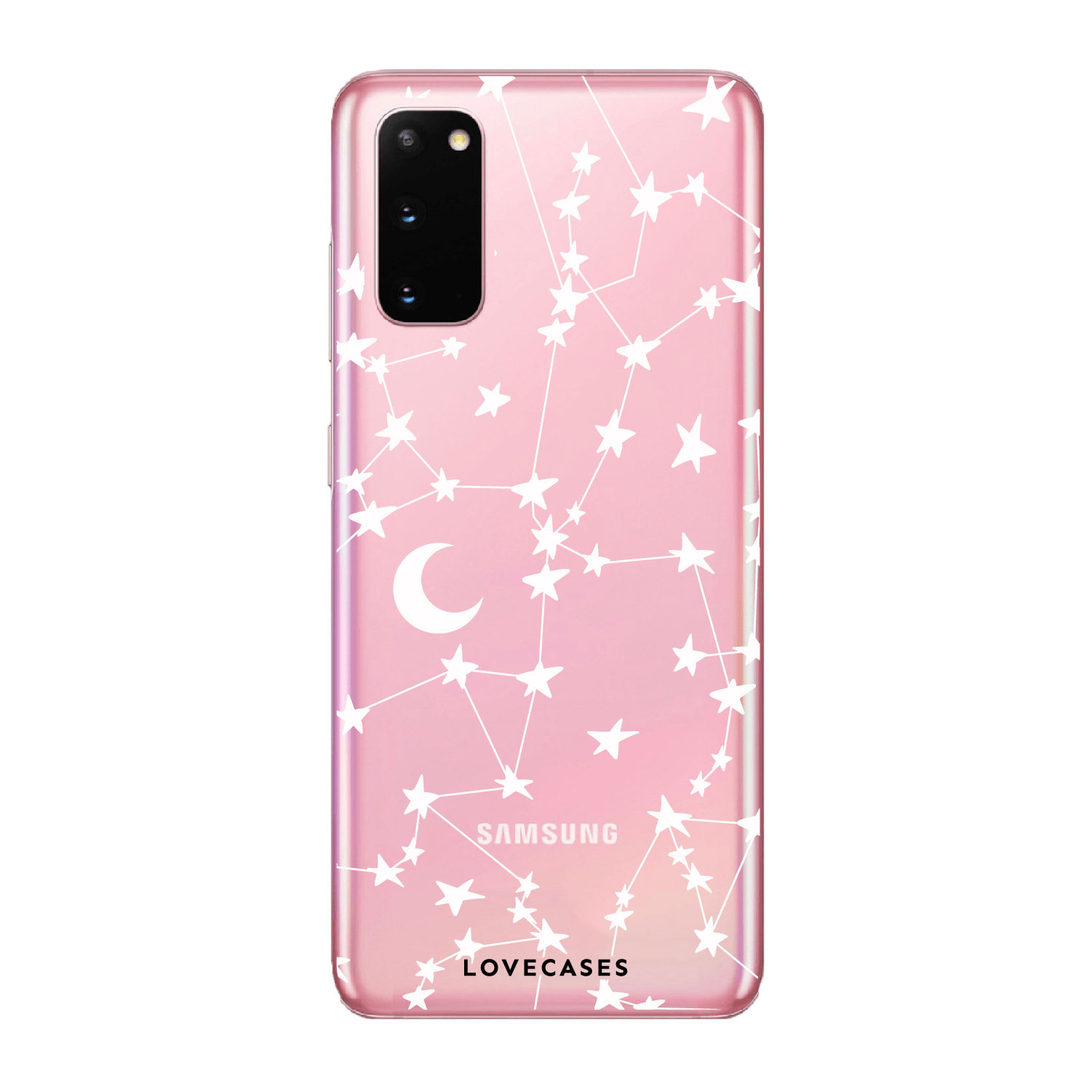 LoveCases Samsung Galaxy S20 Gel Case - White Stars And Moons