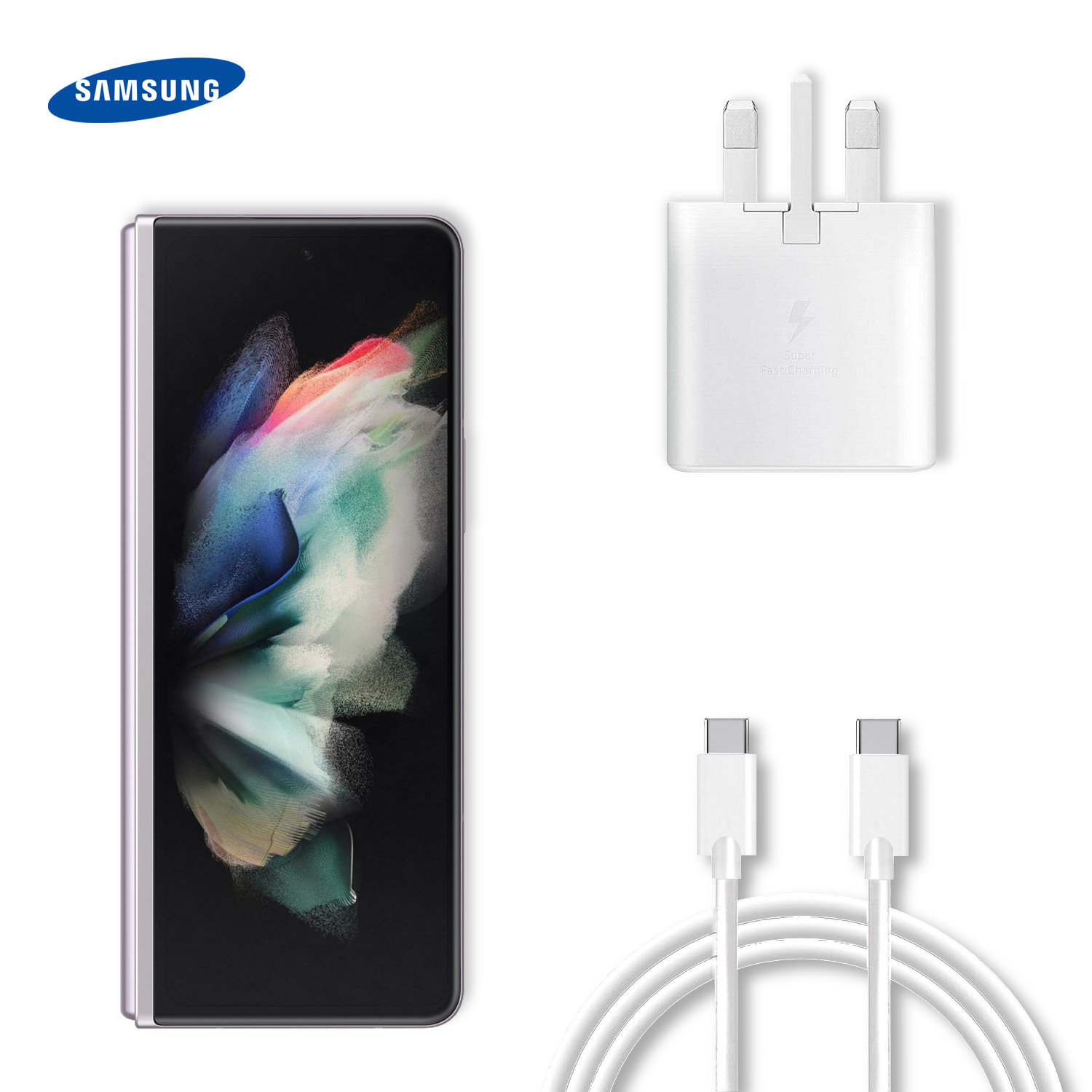Official Samsung Z Fold 3 25W Charger & 1m USB-C Cable - White