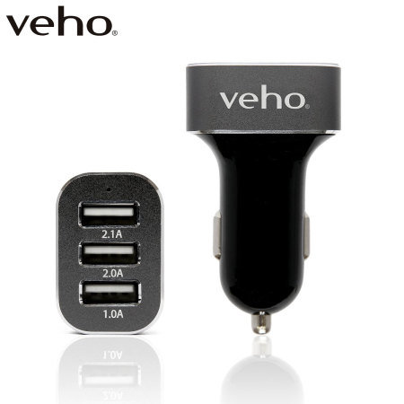 Veho Triple USB-A Fast PD Car Charger for iPhone 13 - Black