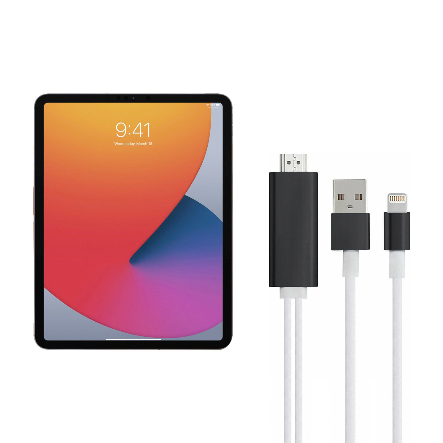 Aquarius 1080p PD HDMI Adapter with USB-A and Lightning Cables - For iPad Mini 6
