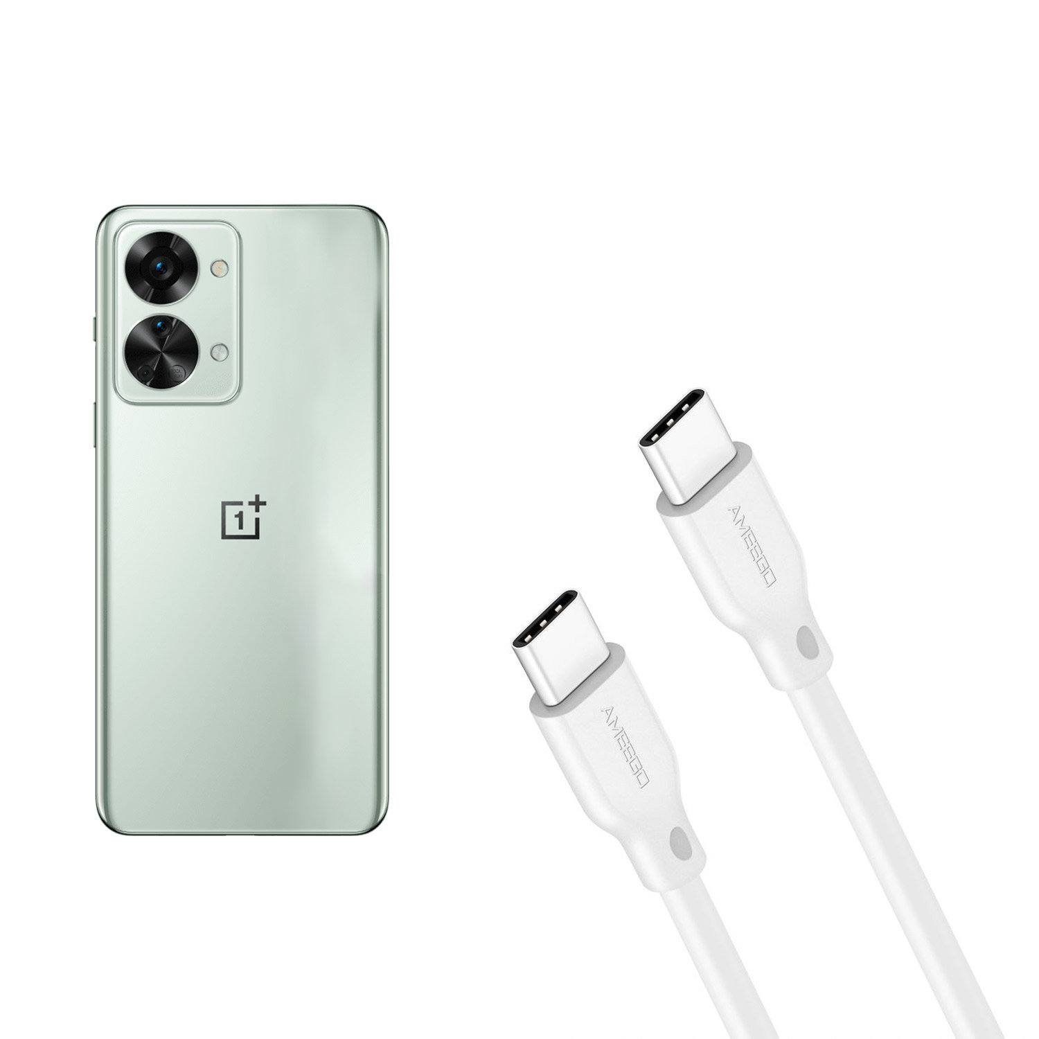 White 2M USB-C To C Charging Cable - For OnePlus Nord 2T 5G