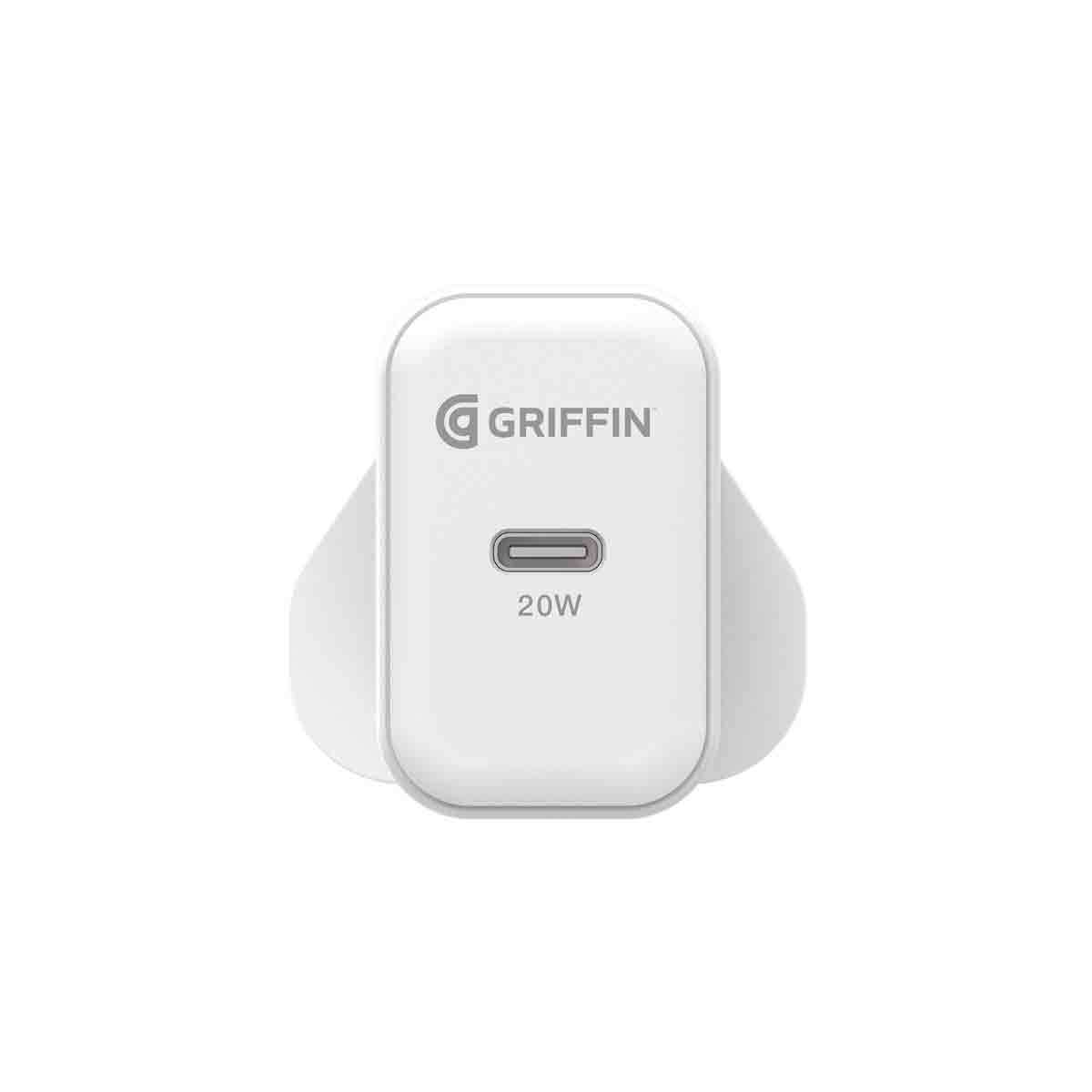 Griffin White PowerBlock 20W USB-C Power Delivery Mains Charger - For iPhone 14 Plus