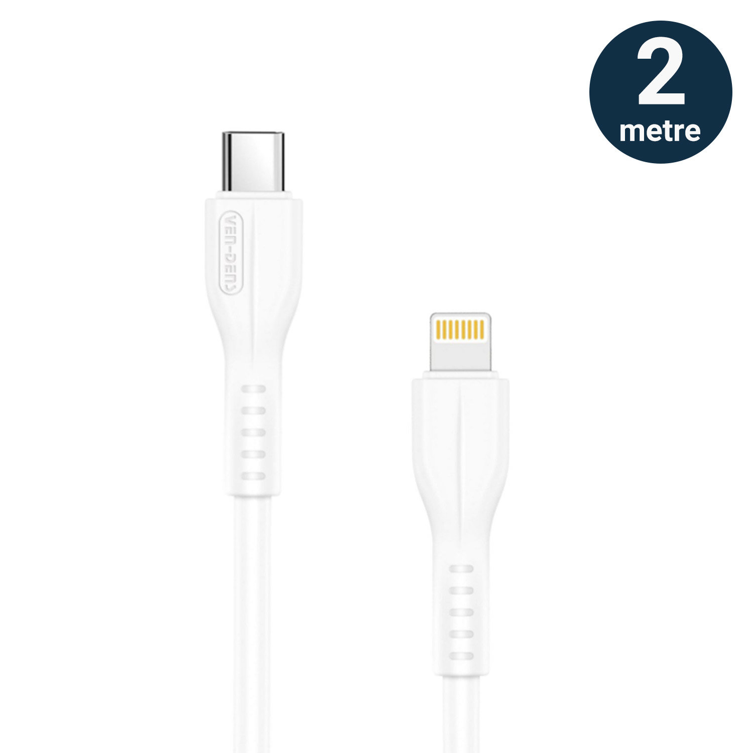 Premium White USB-C To Lightning 2m Cable - For iPhone 13 Mini