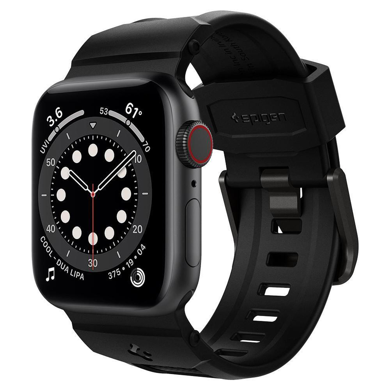 Spigen Rugged Matte Black Strap - For Apple Watch Series 6 40mm