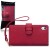 Sony Xperia Z2 Leather-Style Wallet Case - Red with Lily 3