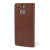 Adarga Leather-Style Wallet Stand HTC One M8 Case - Brown 3