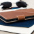 Mozo Microsoft Lumia 950 XL Genuine Leather Thin Flip Tasche in Cognac 5