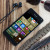 Mozo Microsoft Lumia 650 PU Batterieabdeckung in Schwarz Holz 5