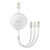 Remax 3-in-1 Lightning, USB C, and Micro USB Retractable 1m Charging Cable - White 2