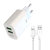 XO Design 12W White 2 USB-A Port Wall Charger & USB Lightning Cable - EU Travel Plug 2